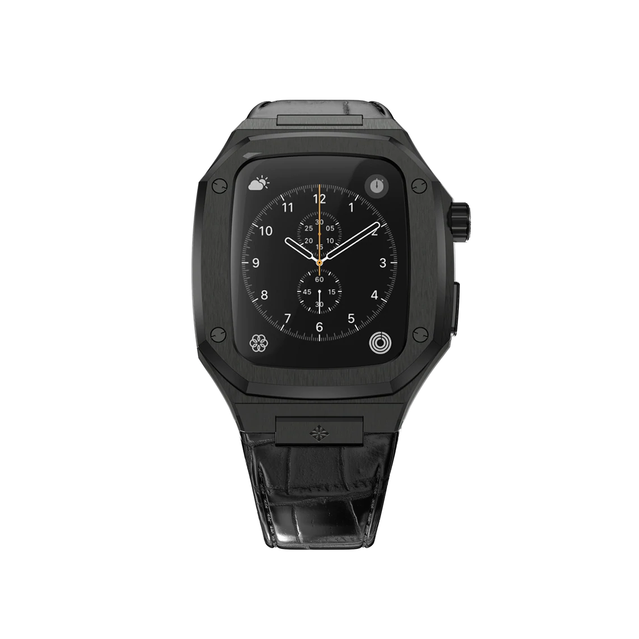 Midnight Black Stainless Steel Leather Classic