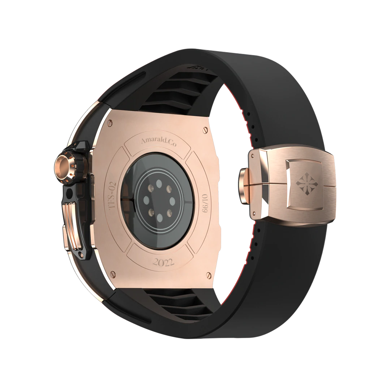 18K Rose Gold Titanium (Black Silicon Strap)