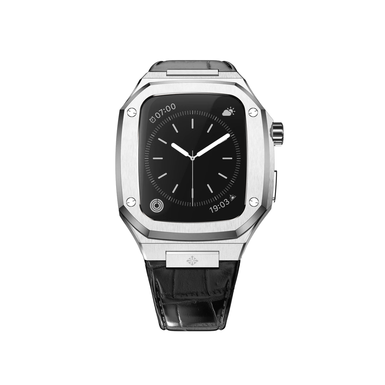 Silver Stainless Steel Leather Classic