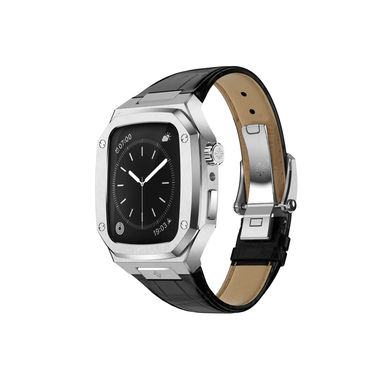 Silver Stainless Steel Leather Classic