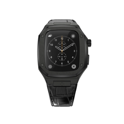 Midnight Black Stainless Steel Leather Classic