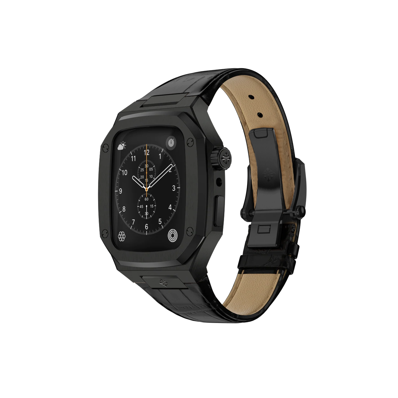 Midnight Black Stainless Steel Leather Classic
