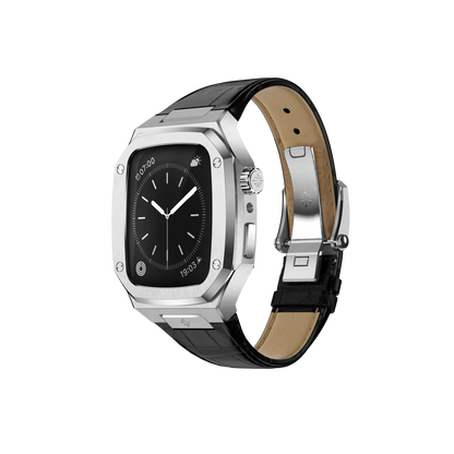 Silver Stainless Steel Leather Classic